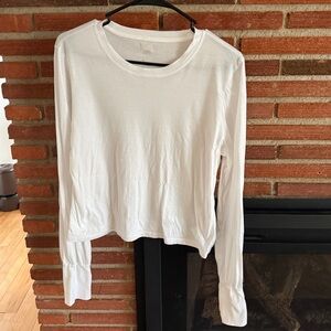 Lunya Women's Long-Sleeve Cropped Top - White Med